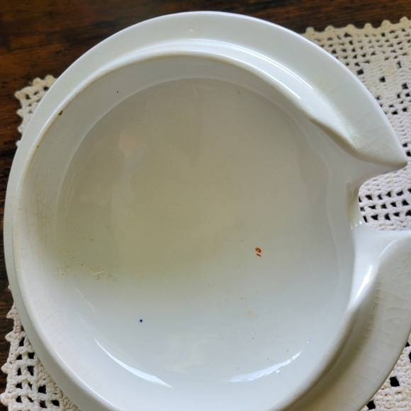 Antique English Covered Gravy Bowl With Underplate Bristol Ware Pountney &Co - Picture 6 of 10
